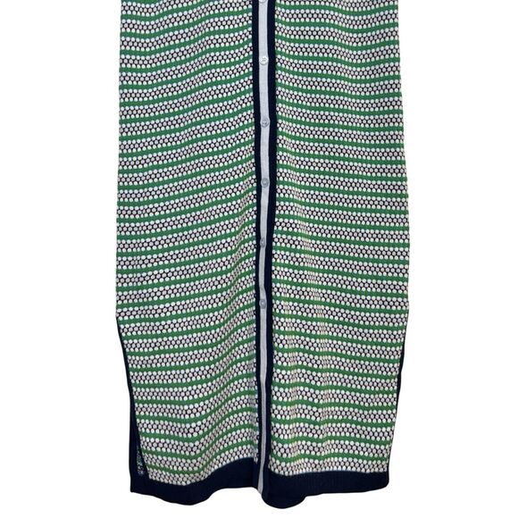 J.Crew Button Up Polo Midi Dress XS Blue Green Collared Wool Slits Tennis Preppy - Picture 4 of 9